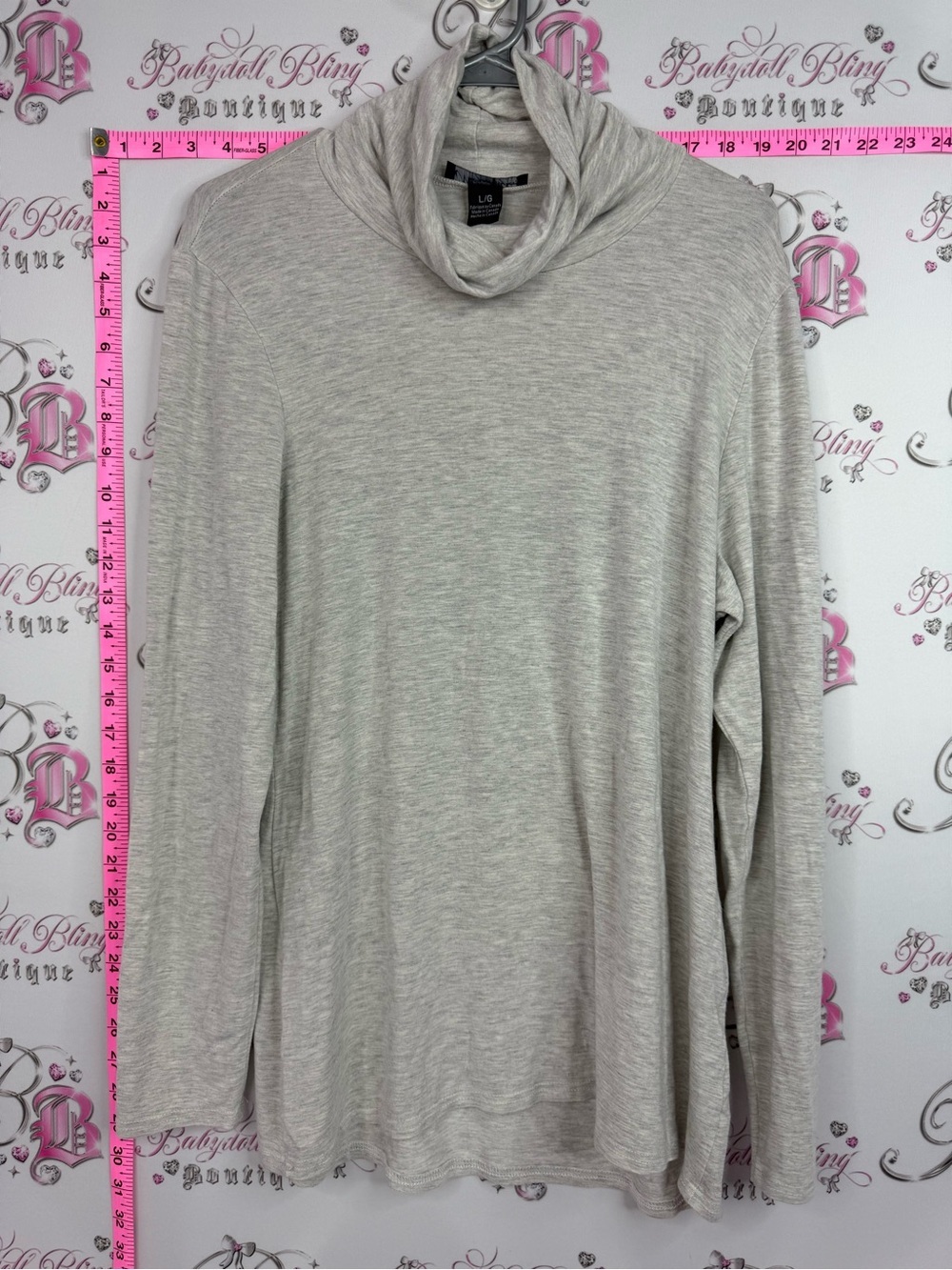 Michael Tyler bamboo shirt Light Heather Gray Draped Cowl Neck Long Sleeve Top